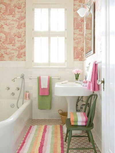 浴室，绿色，韩式，粉色，