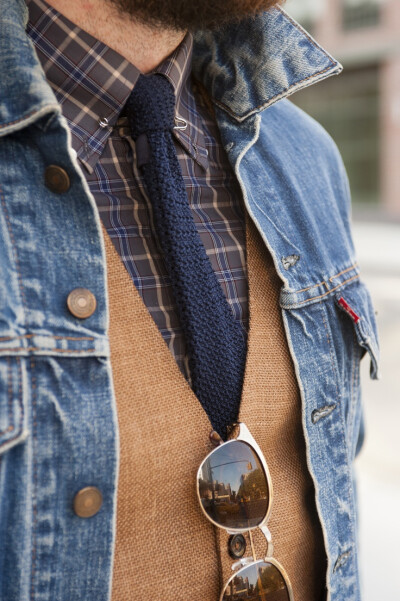 Denim Jacket / Knitted tie