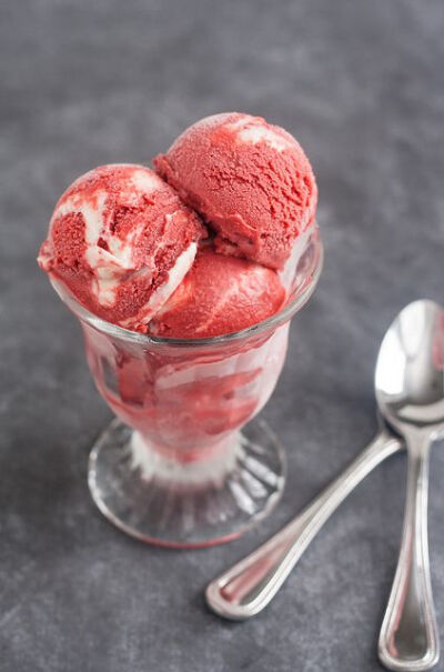 Red Velvet Ice Cream with Cream Cheese Swirl