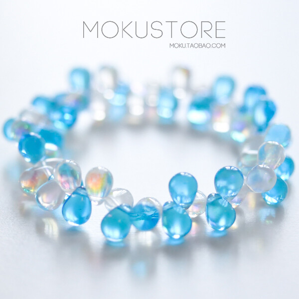 MokuStore●手工●夏日清新水滴琉璃珠手链Bubble*水蓝