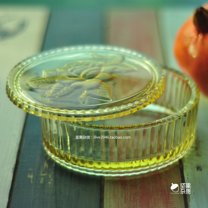 zakka杂货出口欧式竖纹复古玫瑰玻璃首饰收纳盒节日礼物