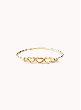 FOREVER21美国代购Cutout Hearts Bangle镂空心形图案纤细手镯