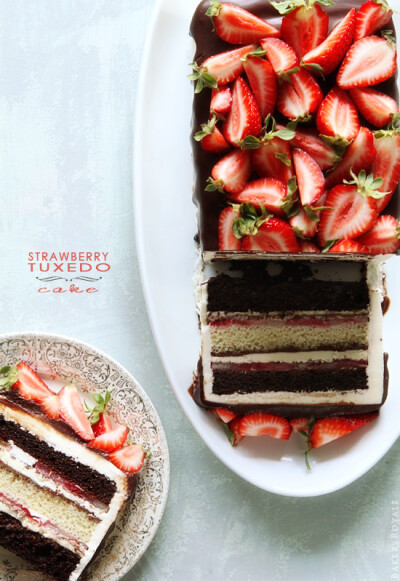 Strawberry Tuxedo Cake from BakersRoyale