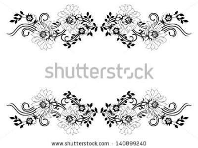 flower pattern border on white background - stock photo