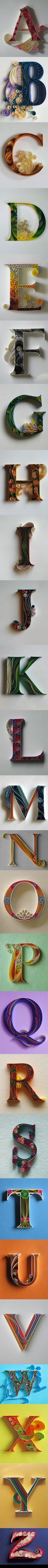 【疯狂的纸艺字母，创意赞哦！】Sabeena Karnik是一位致力于纸艺雕塑的艺术家，他将自由插画和字体与纸艺想结合，一直不断的探索其更多的艺术可能性。不看一定会后悔哦！ 