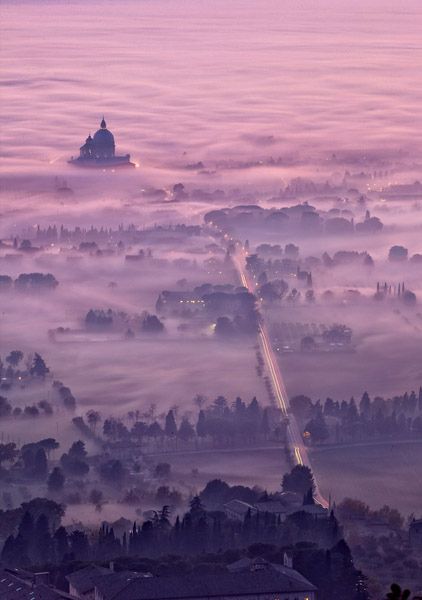 #Assisi, foggy dusk, Italy by Maurizio Rellini http://VIPsAccess.com/luxury-hotels-rome.html