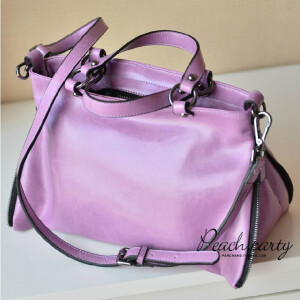 欧美惊艳冰淇淋紫It Bag复古简约油蜡牛皮通勤包糖果包拉链机车包