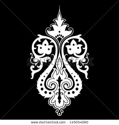 Vector flowers patterns on a black background - stock vector