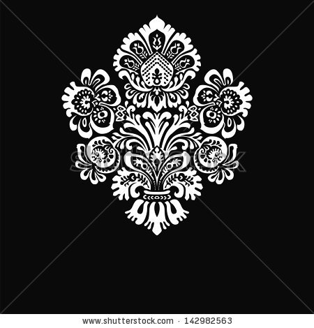 Vector flowers patterns on a black background - stock vector