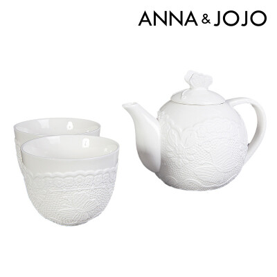 安娜和乔 日式和风浮雕蕾丝蝴蝶下午茶套装陶瓷壶杯子创意咖啡壶-
