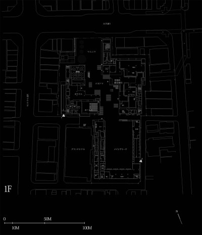 隈研吾 Nagaoka City Hall Aore 20实际的公共建筑似乎被赶到郊区或独立在停车场的水泥盒子里。我们想要保留Nagaoka Aore的这股流，我们把是整体重新搬回市中心并复活真正的“城市心脏”，这个城市心脏从各方步行距离…