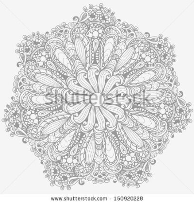 Round lace pattern, circle background with many details, looks like crocheting handmade lace, pastel colors - stock vector