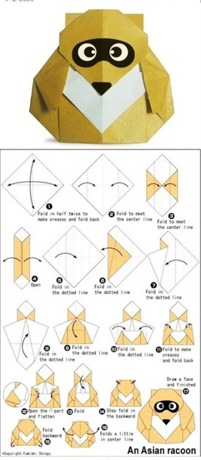 【简单易学的小动物折纸】虽然步骤是用日文写的，但是图解步骤很清晰~可以折折看哦