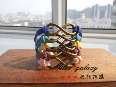 Blue galaxy手工|韩国绒手链|简单纯色手绳