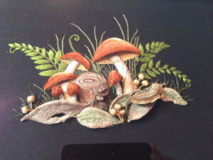 Stumpwork mushrooms from embellish embroidery