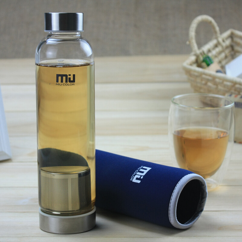 MIUCOLOR米悠本色创意过滤茶杯带盖运动玻璃水杯车载杯子水壶