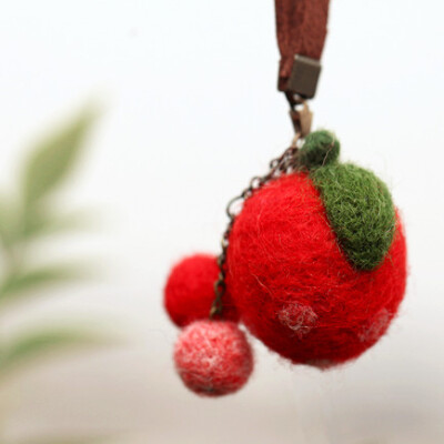 一颗草莓羊毛毡戳戳乐材料包手机链挂件可爱DIY新手