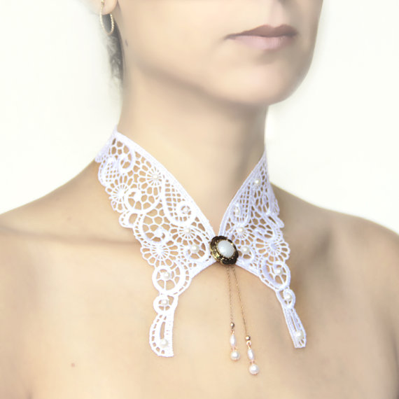 Lace collar necklace Victorian bridal jewellery peter pan collar free shipping