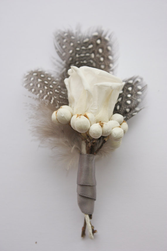 Feathered Rose Boutonniere