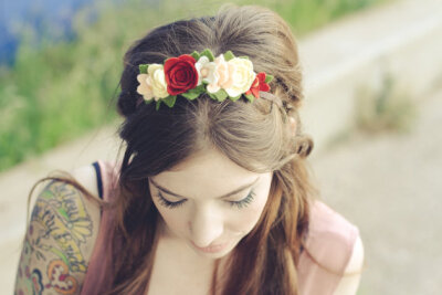 Boho flower crown - half crown