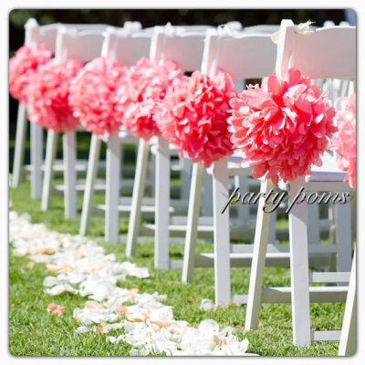 Wedding Ceremony Decoration .. Aisle Decor .. 9 inch tissue pom poms .. Custom Colors