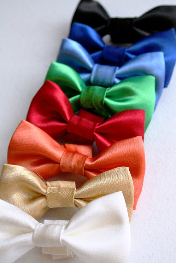 Dog Cat Pet Bow Tie Bowtie Satin Wedding Formal Black Red Green Blue Gold