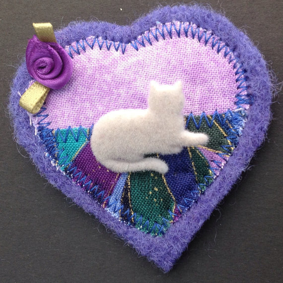 Heart shaped felt brooch