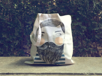 Bearded - screen printed canvas Tote bag