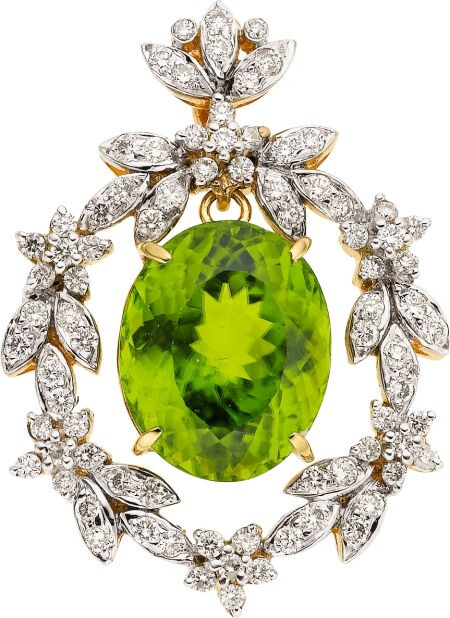 Peridot, Diamond, Gold Pendant