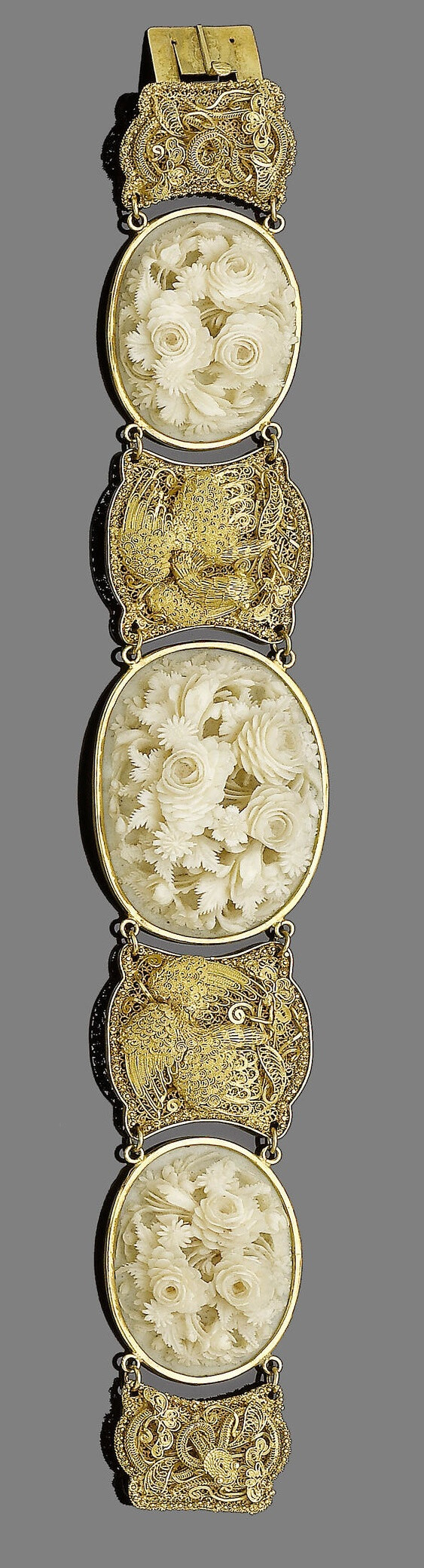 A late 19th century gold and ivory bracelet