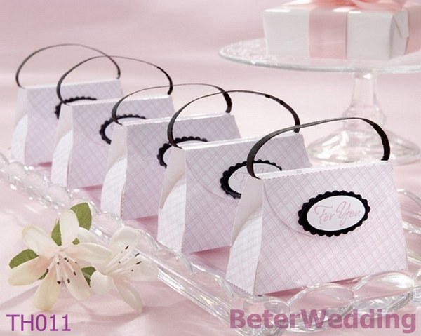 BeterWedding TH011 The Pink-Plaid Purse Favor Box,candy bag