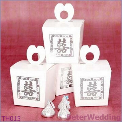 BeterWedding TH015 off white Double Happiness Gift Favor Box