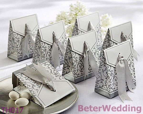 BeterWedding TH017 Silver Ribbon Favor Box,chocolate bag