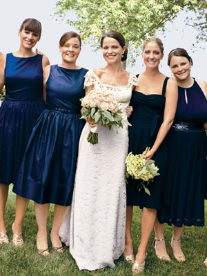 bride and happy bridesmaids