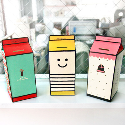 monopoly可爱DIY自制创意牛奶盒储蓄盒|储蓄罐