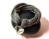 FABRIC BRACELET w/ chain link - Bracelet Cuff Women - Bracelet Womens Cuff - Womans grey/ gray t shirt bracelet - charm bracelet