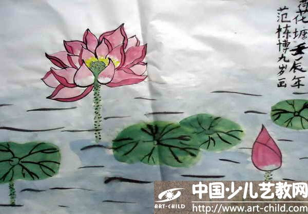 儿童画作品欣赏—荷花