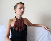 Listing reserved for Rina - fringe necklace 2 tone brown, black and brown, black and red, black and white