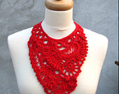 Free form crochet necklace... collar hot red