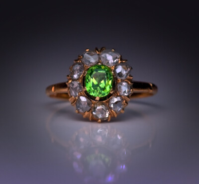 demantoid garnet antique ring