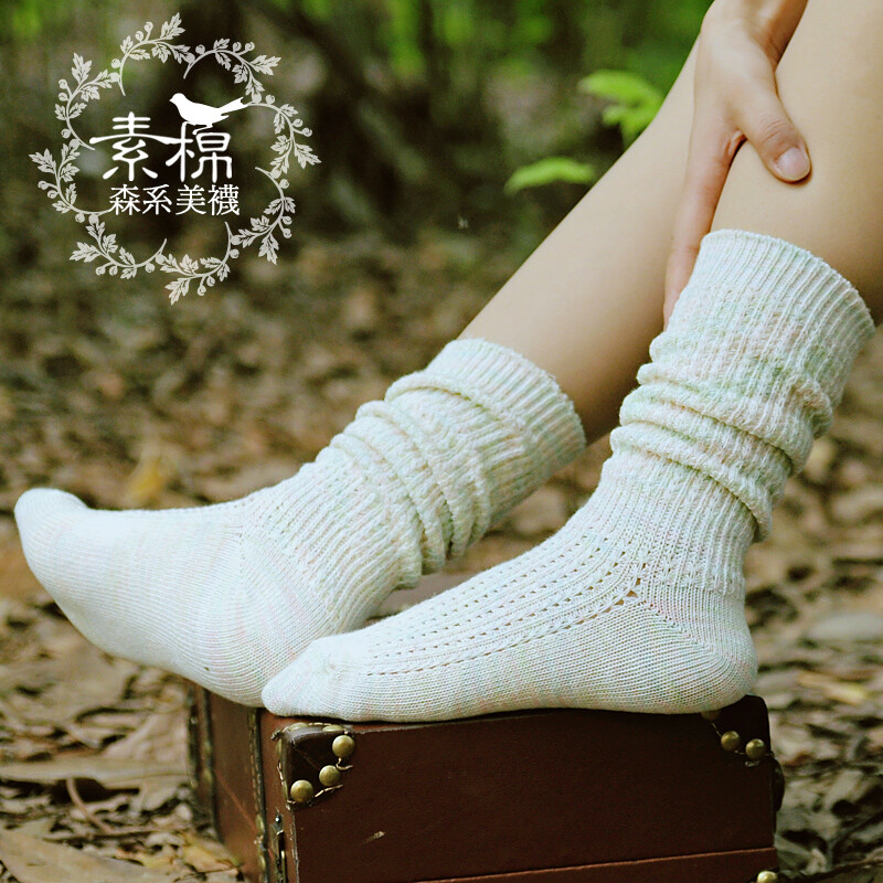 素棉清新日系森女堆堆袜长筒袜女袜