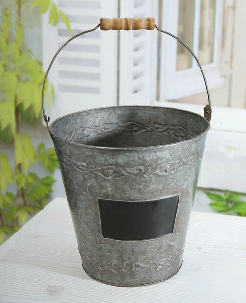 zakka田园复古作旧原色铁皮桶拎桶花桶花器收纳储物桶店铺陈列