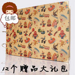 包邮DIY相册礼包 赠送11个配件 包含花边剪刀 压花器 压花纸 水粉笔 金属笔 5种角贴 韩国泡泡贴纸 同时附赠时光宝石毛衣链奥