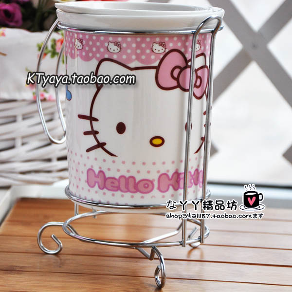 Hello Kitty 凯蒂猫 筷笼筷筒筷子笼 餐具笼 厨房用品 陶瓷 钢架