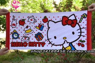 Hello Kitty 凯蒂猫 红色 2012新款出口原单 纯棉毛巾 手巾