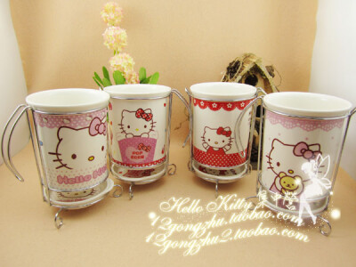 Hello Kitty 凯蒂猫 筷笼筷筒筷子笼 餐具笼 厨房用品 陶瓷 钢架