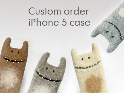 Felt iphone 5 case, Monster cases, wool Phone case, Custom order , Eco-Friendly