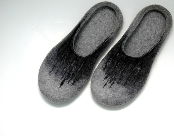 Just Gray Slippers for Men羊毛毡