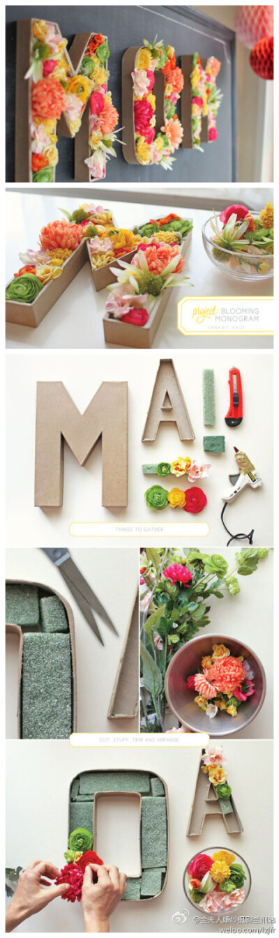 【DIY花朵装饰字母标识】