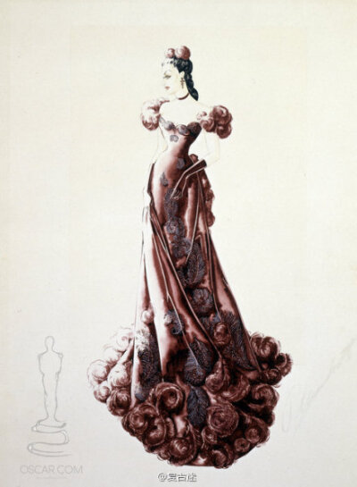 1939年电影经典《乱世佳人》的服装设计图。